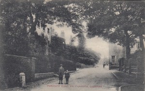 The 1908 postcard showing milestone 11