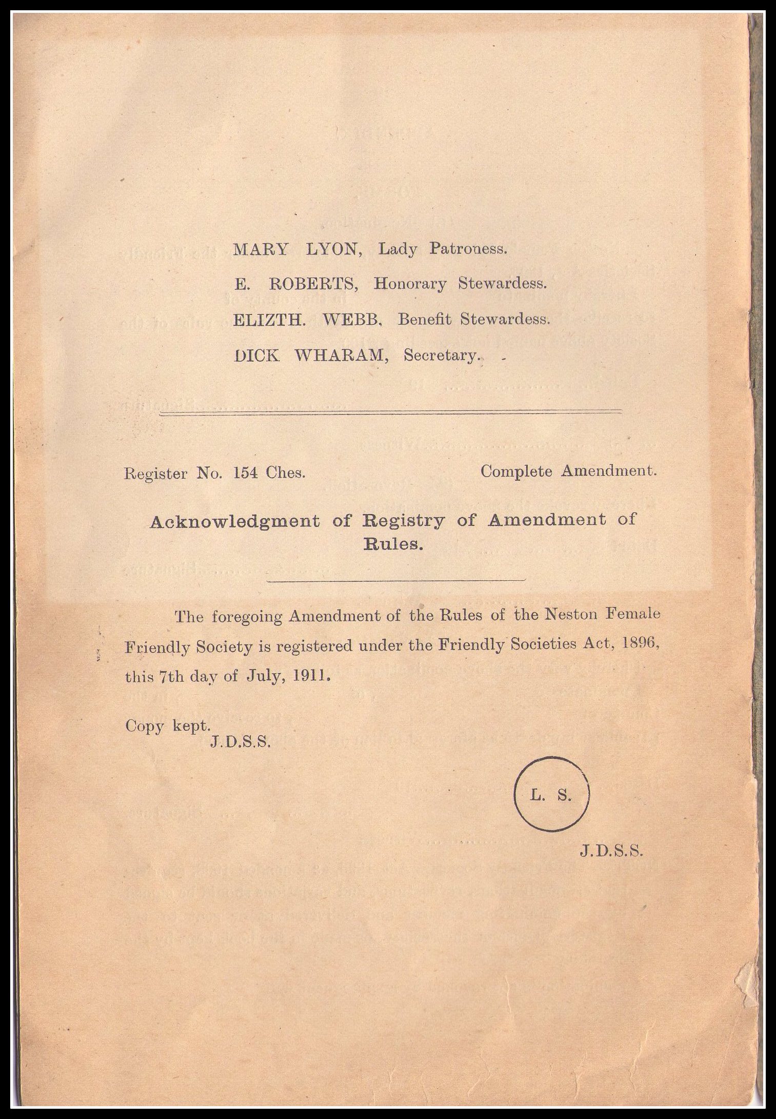 NFFS 1911 Rules page front