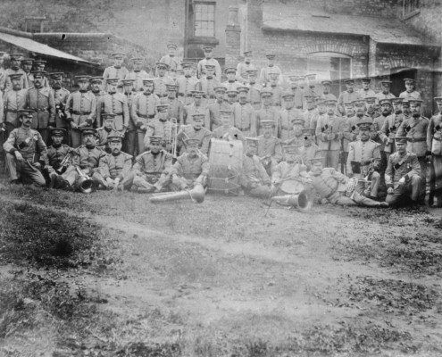 The Neston Volunteers Band who were disbanded 1907.