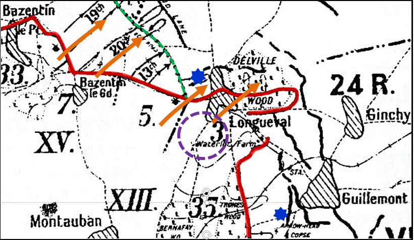 The area of the Somme around Longueval and Delville Wood on the 19 / 20 July 1916