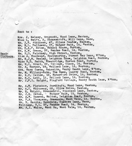 1961 members, first section are HQ staff, lower section are Wardens